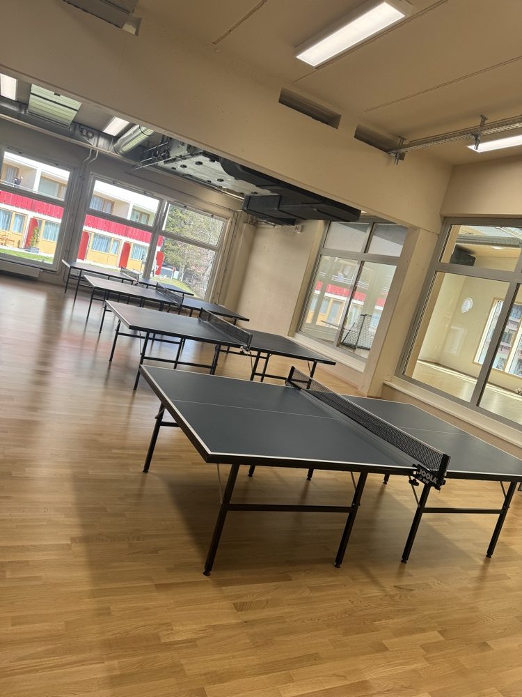 Tischtennisplatten im Spielbereich der Anlage
